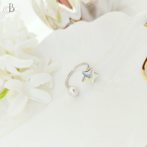 Anillo perla y estrella Swarovski