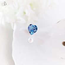 Cargar imagen en el visor de la galería, Anillo perla y corazón con cristal Swarovski
