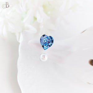 Anillo perla y corazón con cristal Swarovski