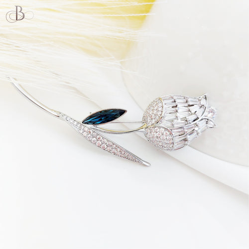 Broche tulipán brillante con Swarovski