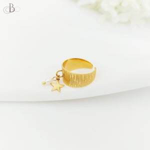 Anillo de aleación ajustable estrella y perla