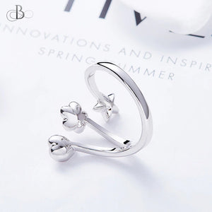 Anillo corazón, flor y estrella con cristales Swarovski