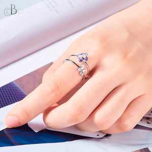Anillo flor y cubo con cristales Swarovski