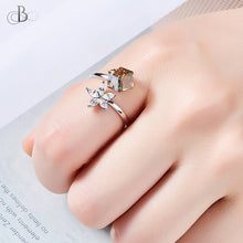 Cargar imagen en el visor de la galería, Anillo flor y cubo brillante con cristales Swarovski