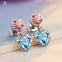 Cargar imagen en el visor de la galería, Aretes corazón y punto de luz con cristales Swarovski
