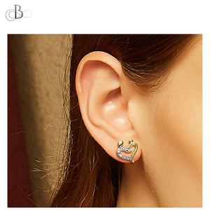 Aretes corazón de unión con cristales Swarovski