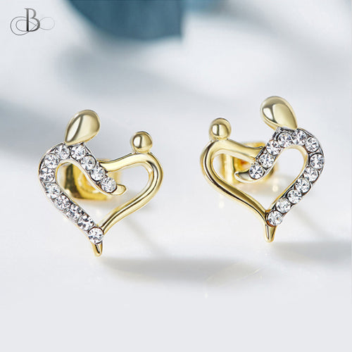Aretes corazón de unión con cristales Swarovski