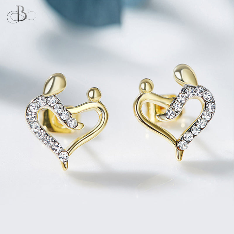 Aretes corazón de unión con cristales Swarovski
