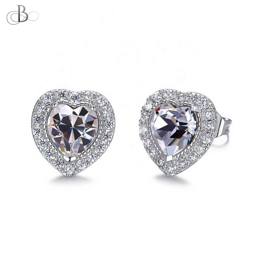 Aretes corazón brillante con cristales Swarovski