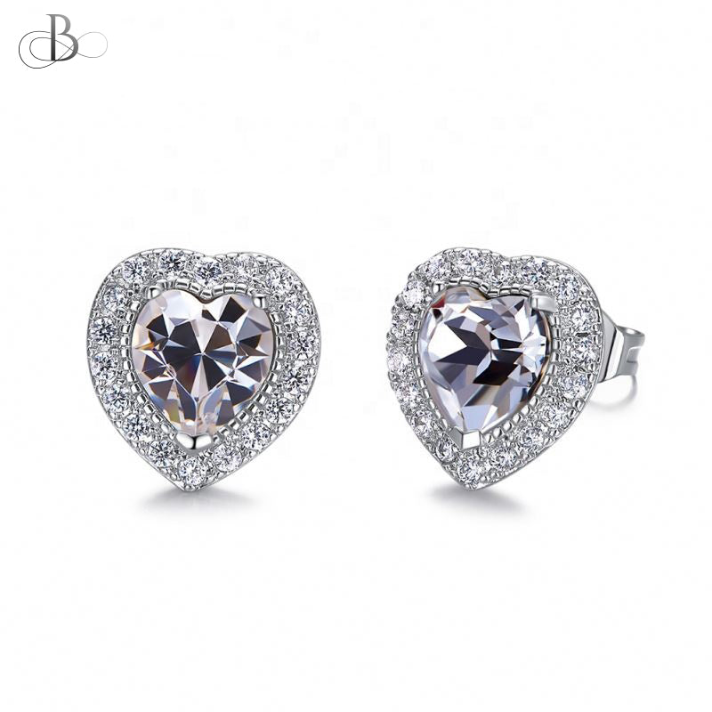 Aretes corazón brillante con cristales Swarovski