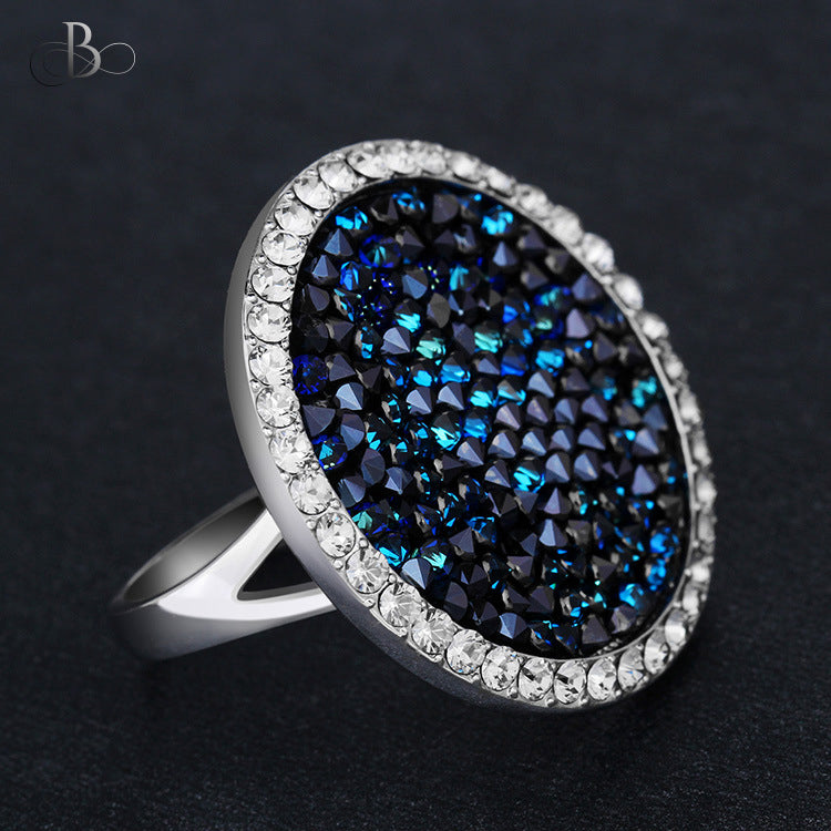 Anillo color zafiro con cristales Swarovski