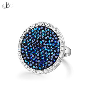 Anillo color zafiro con cristales Swarovski