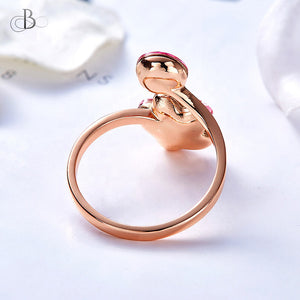 Anillo flor rosa con cristales Swarovski