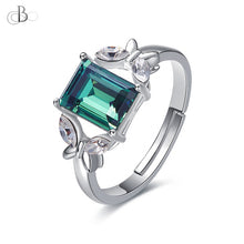 Cargar imagen en el visor de la galería, Anillo solitario color esmeralda con cristal Swarovski