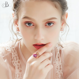 Anillo corazón alado con cristal Swarovski