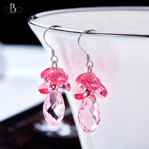 Aretes gota rosa con cristales Swarovski
