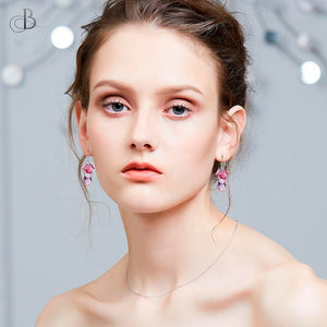 Aretes gota rosa con cristales Swarovski