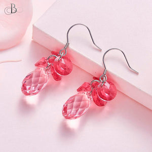 Aretes gota rosa con cristales Swarovski