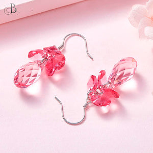Aretes gota rosa con cristales Swarovski
