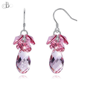 Aretes gota rosa con cristales Swarovski