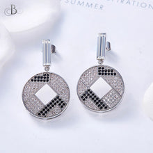 Cargar imagen en el visor de la galería, Aretes disco con cristales Swarovski