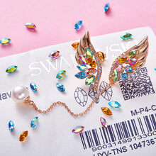 Cargar imagen en el visor de la galería, Aretes alas con cristales y perla Swarovski