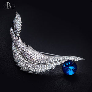 Broche pluma con cristales Swarovski