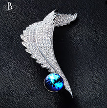 Cargar imagen en el visor de la galería, Broche pluma con cristales Swarovski