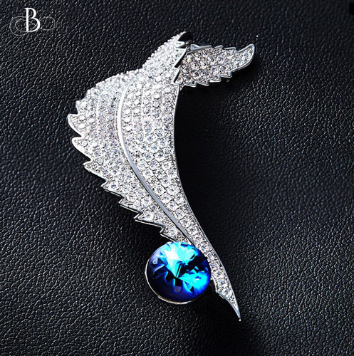 Broche pluma con cristales Swarovski