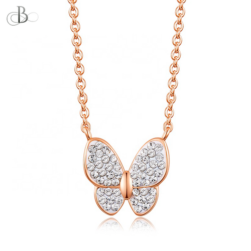 Collar mariposa brillante con cristales Swarovski