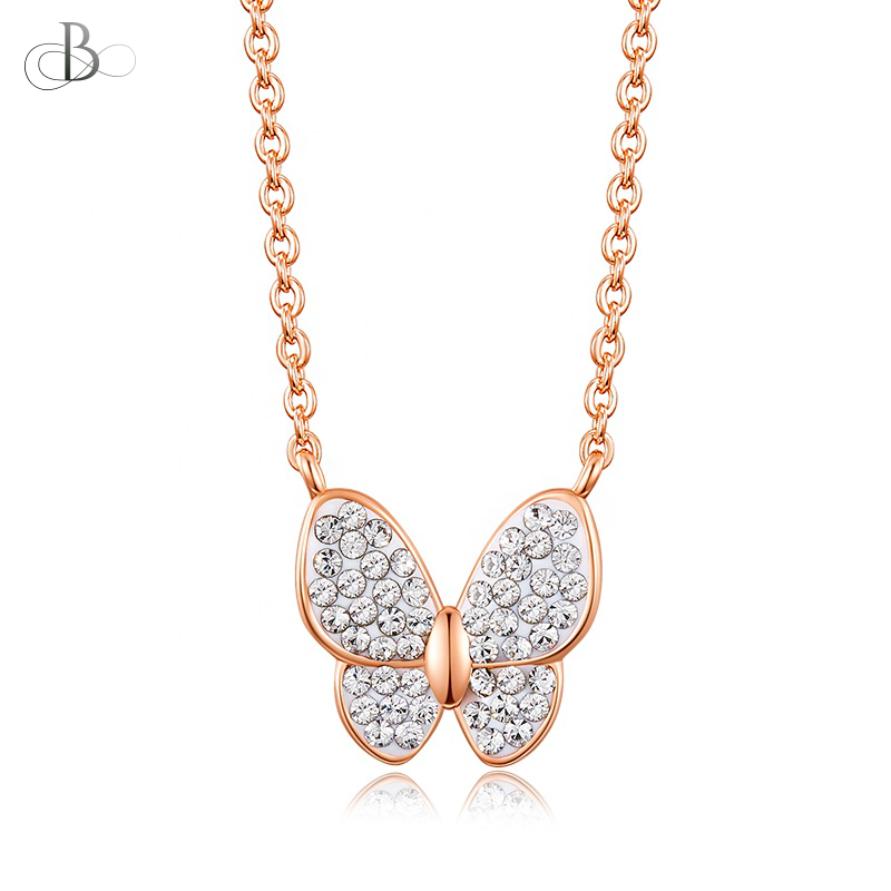 Collar mariposa brillante con cristales Swarovski