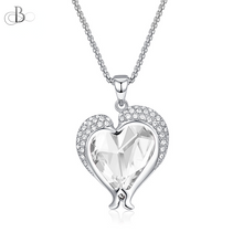 Cargar imagen en el visor de la galería, Collar corazones brillantes delfines con cristales Swarovski