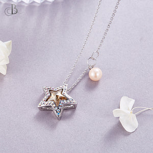 Collar estrella brillante con perla y cristales Swarovski