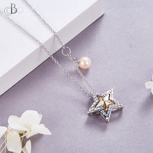 Cargar imagen en el visor de la galería, Collar estrella brillante con perla y cristales Swarovski