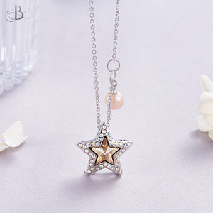 Collar estrella brillante con perla y cristales Swarovski