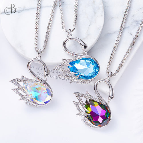 Collar cisne brillante con cristales Swarovski