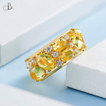 Cargar imagen en el visor de la galería, Anillo brillo dorado con cristales Swarovski