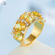 Cargar imagen en el visor de la galería, Anillo brillo dorado con cristales Swarovski