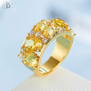 Anillo brillo dorado con cristales Swarovski