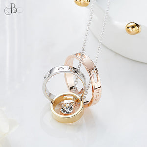 Collar aros de tres oros con cristal Swarovski