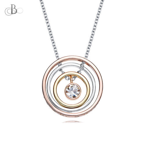 Collar aros de tres oros con cristal Swarovski