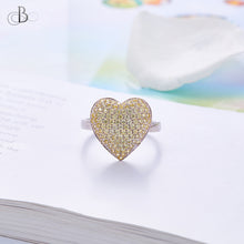 Cargar imagen en el visor de la galería, Anillo de plata corazón brillante con cristales Swarovski