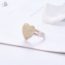 Cargar imagen en el visor de la galería, Anillo de plata corazón brillante con cristales Swarovski