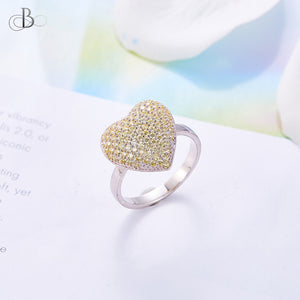 Anillo de plata corazón brillante con cristales Swarovski