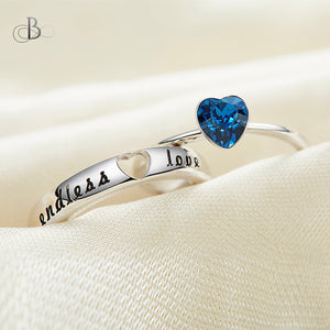 Anillo para parejas de plata "endless love"con cristal Swarovski