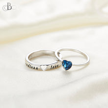 Cargar imagen en el visor de la galería, Anillo para parejas de plata &quot;endless love&quot;con cristal Swarovski