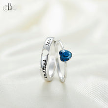 Cargar imagen en el visor de la galería, Anillo para parejas de plata &quot;endless love&quot;con cristal Swarovski