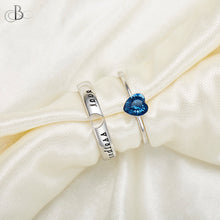 Cargar imagen en el visor de la galería, Anillo para parejas de plata &quot;endless love&quot;con cristal Swarovski