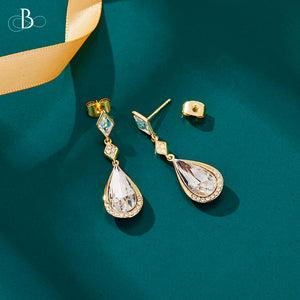 Aretes de plata gota brillante con cristales Swarovski