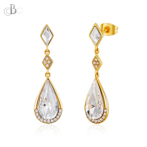 Aretes de plata gota brillante con cristales Swarovski